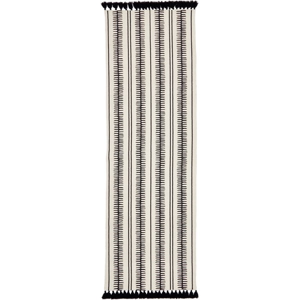 Bež in črna ročno tkana bombažna preproga Westwing Collection Rita, 80 x 250 cm