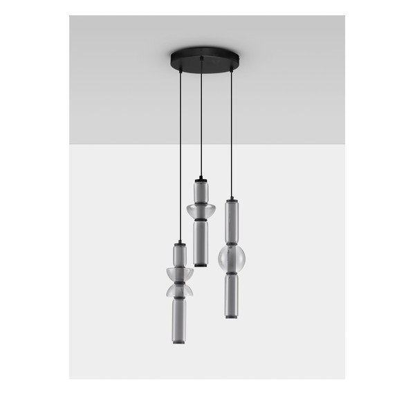 Siva steklena LED zatemnitvena viseča svetilka ø 38 cm Ulon – Nova Luce-image-3