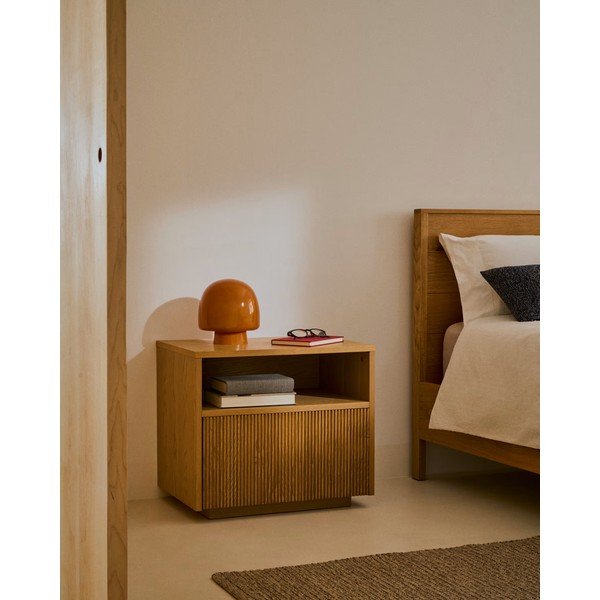 Oranžna namizna svetilka s steklenim senčilom (višina 20 cm) Reig – Kave Home-image-2