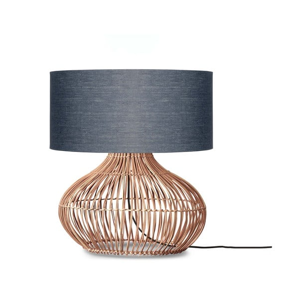 Temno siva/naravna namizna svetilka s tekstilnim senčnikom (višina 60 cm) Kalahari – Good&Mojo