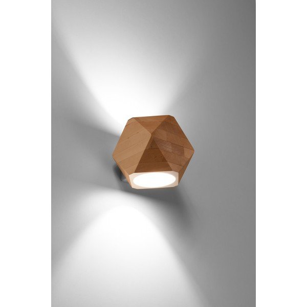 Stenska svetilka iz masivnega lesa v naravni barvi Vige – Sollux-image-1