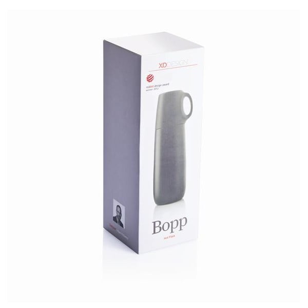 Črna termovka s skodelico XD Design Bopp, 600 ml-image-1