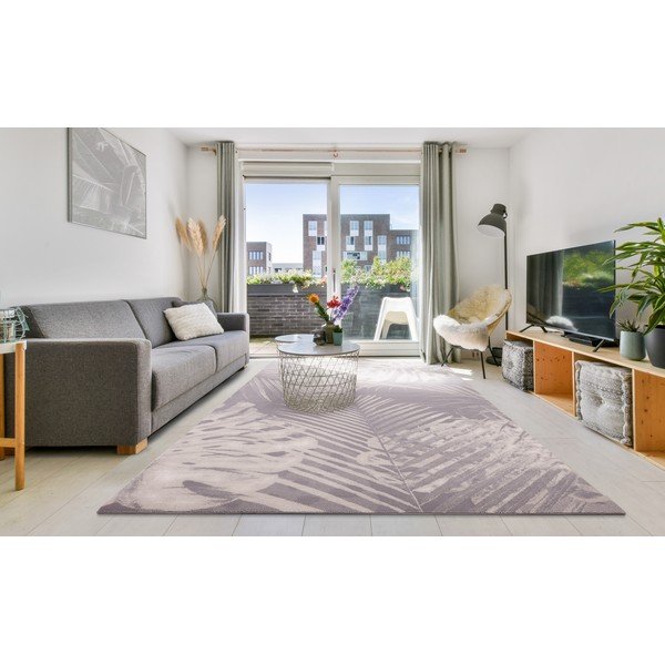 Siva volnena preproga 160x240 cm Monstera – Agnella-image-1