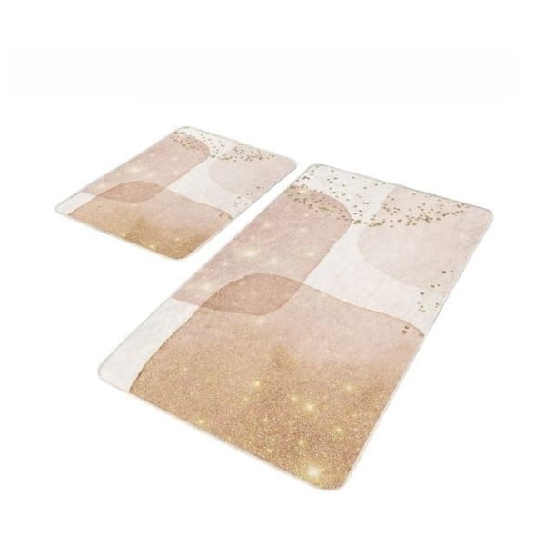 Bež žametne kopalniške preproge v kompletu 2 ks 60x100 cm – Mila Home