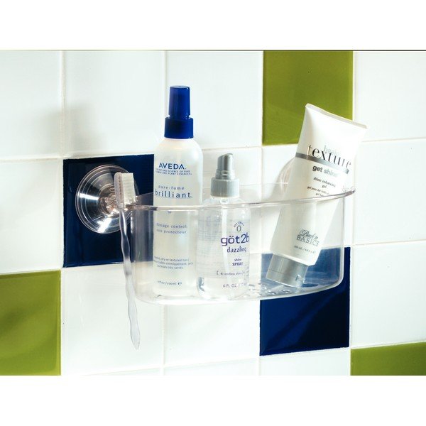 Prozorna pritrdilna košara iDesign Suction Spa, dolžina 30 cm-image-1