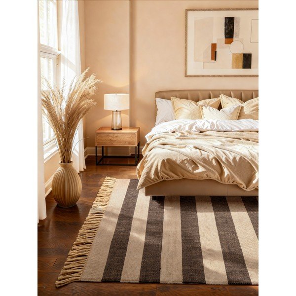 Črna/kremno bela ročno tkana preproga iz jute 160x230 cm Playa – Hanse Home-image-1