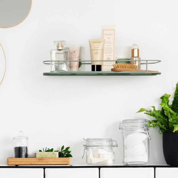 Mentolno zelena kovinska kopalniška polica z namestitvijo brez vrtanja Grena – Compactor-image-1