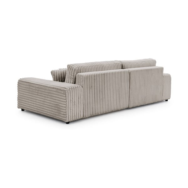 Svetlo siva raztegljiva kotna sedežna garnitura s prostorom za shranjevanje iz rebrastega žameta (levi kot) Sarina – Ropez-image-3