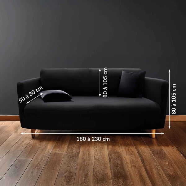 Črna raztegljiva prevleka za sedežno garnituro za trosed Mila – douceur d'intérieur-image-2