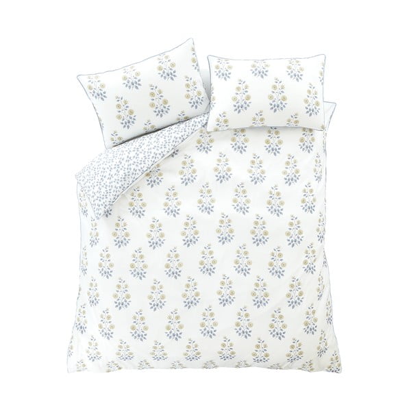 Bela podaljšana posteljnina za zakonsko posteljo iz damasta 230x220 cm Eloise Floral – Bianca