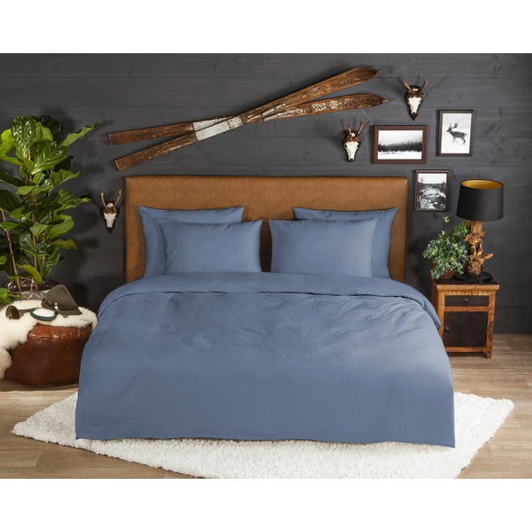 Modra flanelna posteljnina za zakonsko posteljo/podaljšana 200x220 cm – Good Morning-image-1