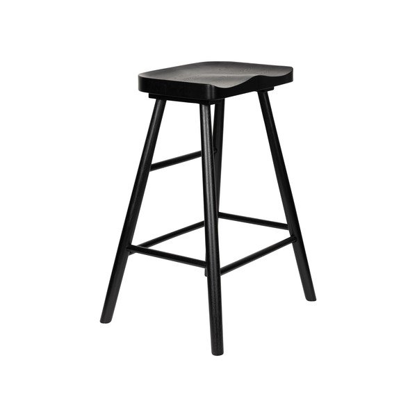 Črn barski stol iz masivnega hrasta (višina sedeža 65,5 cm) Vander – White Label-image-2