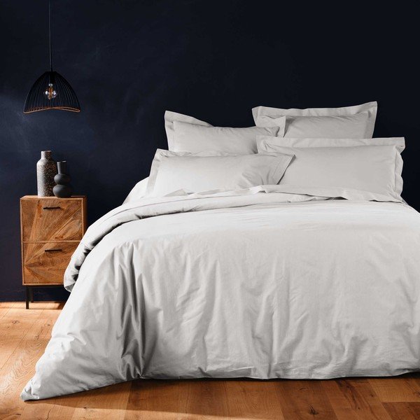 Bela bombažna prevleka za odejo za zakonsko posteljo/podaljšana 240x220 cm Lina – douceur d'intérieur-image-1