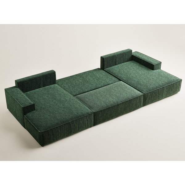 Temno zelena raztegljiva/s prostorom za shranjevanje kotna sedežna garnitura iz šenilje (v obliki črke "U") Kyoto – Maison de Rêve-image-3