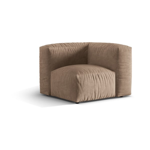 Svetlo rjav žameten modul za sedežno garnituro (s kotom po izbiri) Martina – Micadoni -image-1