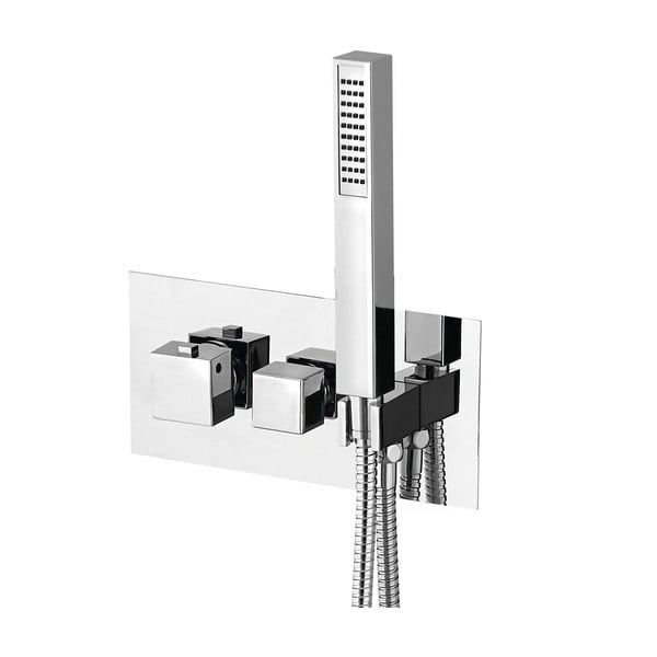 Vgrajena armatura za tuš v sijajno srebrni barvi (2 izhoda) Latus – Sapho