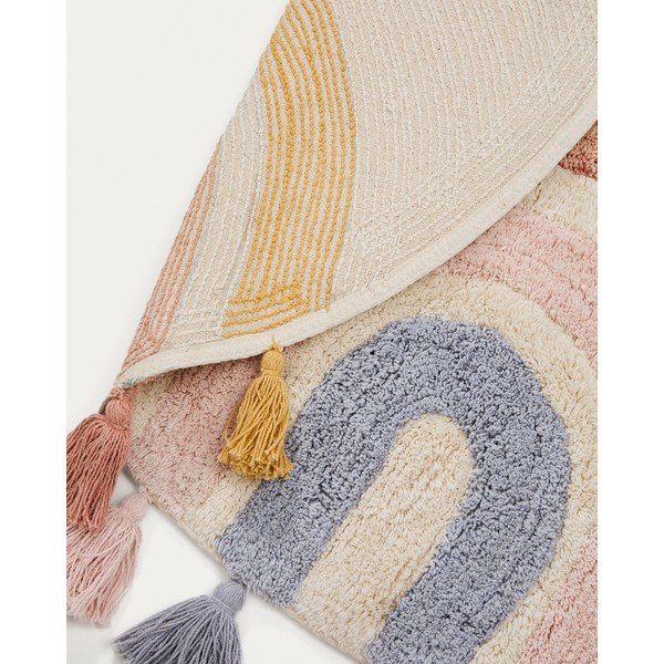 Slonokoščena pralna/ročno tkana bombažna otroška preproga ø100 cm Tadea – Kave Home-image-3