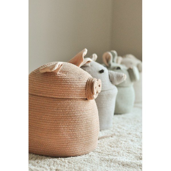 Svetlo rožnata tekstilna otroška škatla za shranjevanje ø 32x30 cm Peggy the Pig – Lorena Canals-image-2