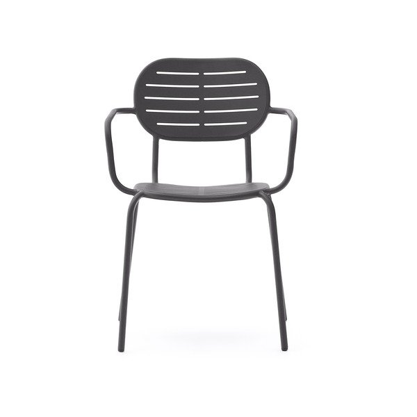 Temno siv kovinski vrtni stol Brai – Kave Home-image-2