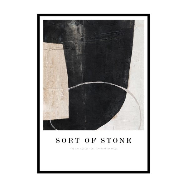 Plakat z okvirjem 52x72 cm Sort Of Stone   – Malerifabrikken