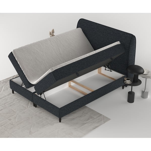 Črna boxspring postelja s prostorom za shranjevanje 180x200 cm Melba – Maison de Rêve-image-3