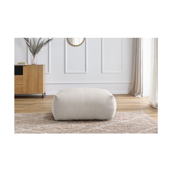 Kremno bel tabure iz rebrastega žameta Voltaire – Bobochic Paris-image-1