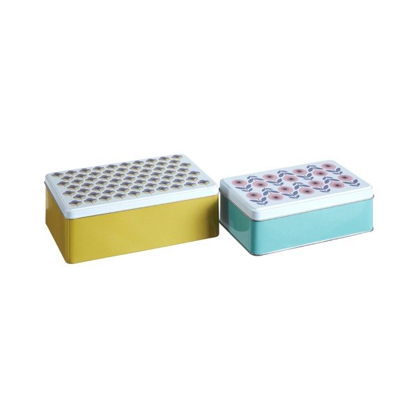Dekorativne kovinske škatle za shranjevanje s pokrovom v kompletu 2 ks Joni – Premier Housewares-image-1