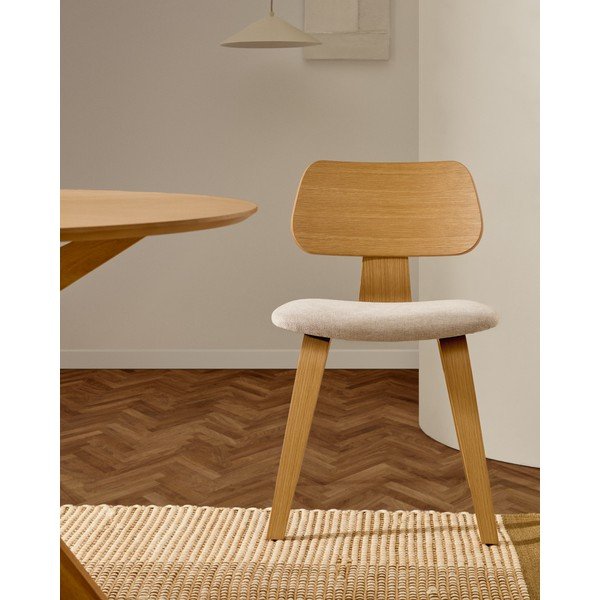 Bež jedilni stol v hrastovem dekorju Gena – Kave Home-image-3