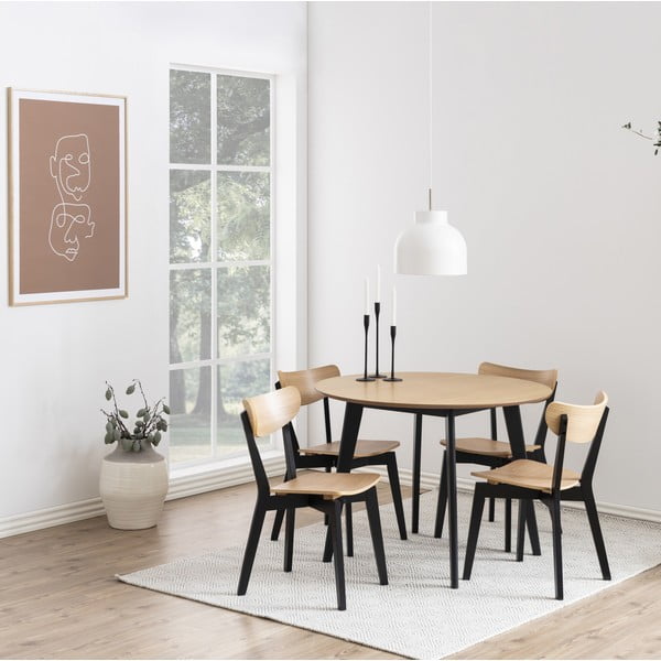 Črn/v naravni barvi jedilni stol v hrastovem dekorju Roxby – Actona-image-1