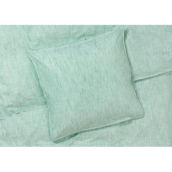 Bela/zelena podaljšana posteljnina za zakonsko posteljo iz organskega bombaža 200x220 cm Monochrome Lines – JUNA-image-1