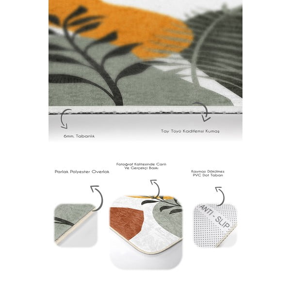 Zelene žametne kopalniške preproge v kompletu 2 ks 60x100 cm Illustrated Autumn – Mila Home-image-3