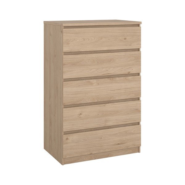 Komoda v hrastovem dekorju v naravni barvi 77x121x50 cm Naia – Tvilum