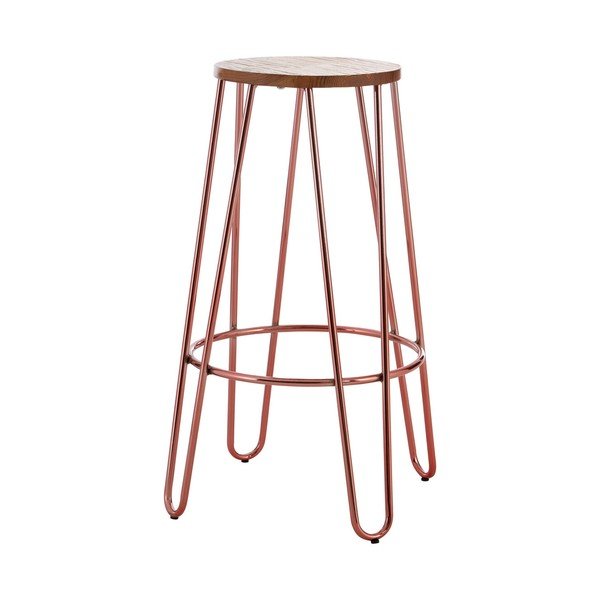 Barsko stol iz masivnega bresta v naravni barvi/v rožnato zlati (višina sedeža 75 cm) District – Premier Housewares