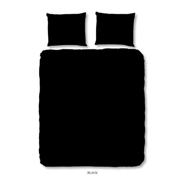 Črna bombažna posteljnina za zakonsko posteljo Dobro jutro Uni, 200 x 240 cm