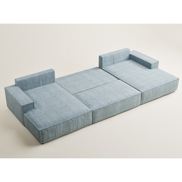 Svetlo modra raztegljiva/s prostorom za shranjevanje kotna sedežna garnitura iz šenilje (v obliki črke "U") Kyoto – Maison de Rêve-image-3