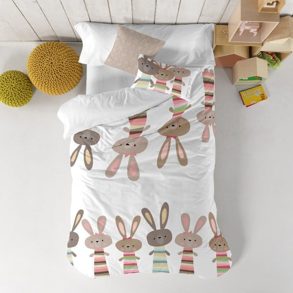 Otroška bombažna posteljnina Moshi Moshi Rabbit Family, 140 x 200 cm