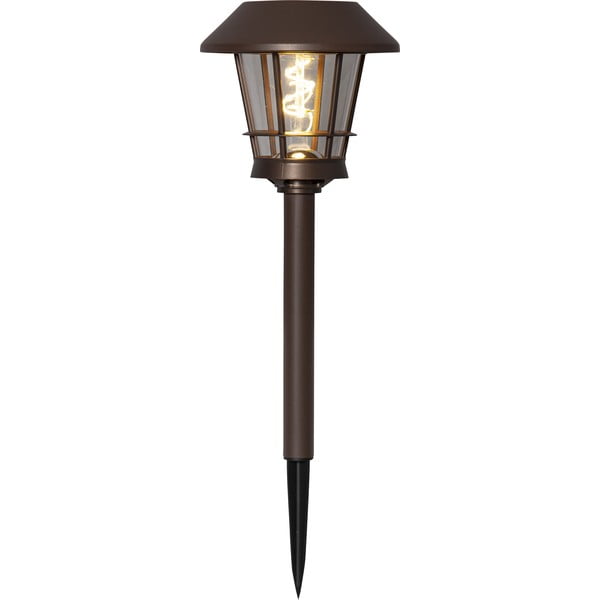 Rjava zunanja solarna LED svetilka Star Trading Fergus, višina 35 cm
