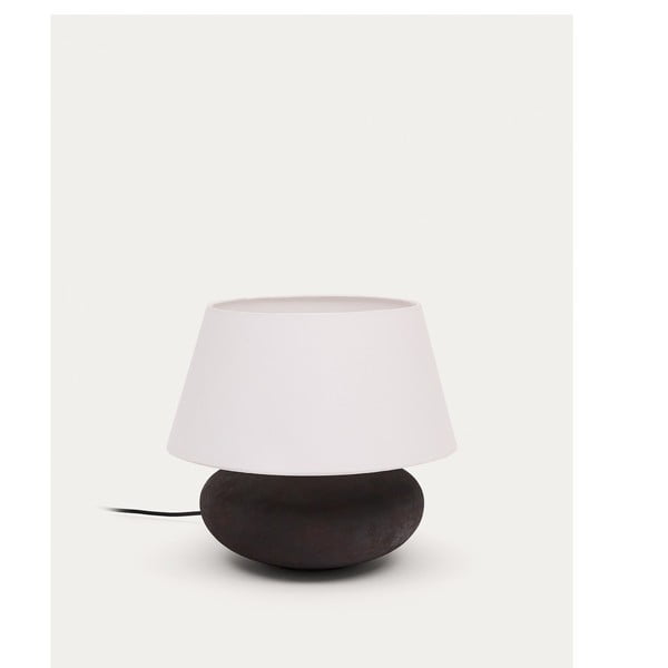 Črno-bela namizna svetilka s tekstilnim senčilom (višina 35 cm) Nessi – Kave Home-image-3