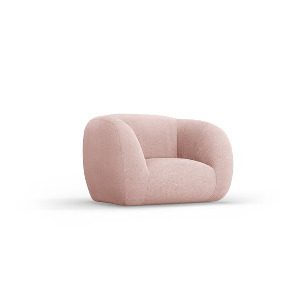 Svetlo rožnat fotelj iz tkanine bouclé Essen – Cosmopolitan Design