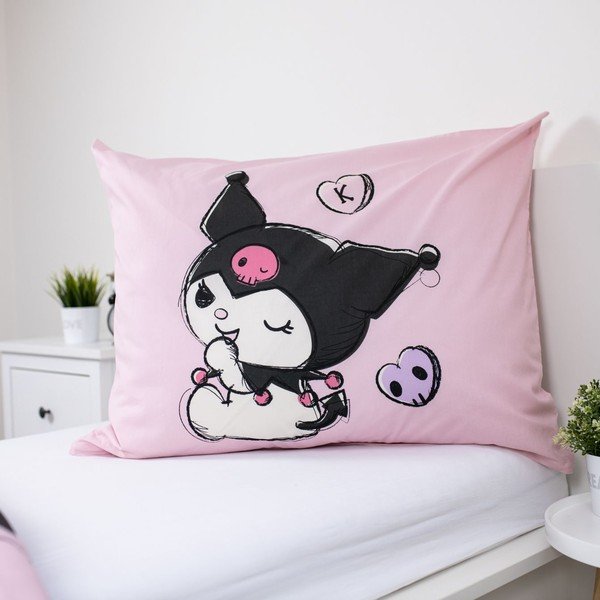 Rožnata enojna bombažna otroška posteljnina 140x200 cm Hello Kitty "Kuromi" – Jerry Fabrics-image-3