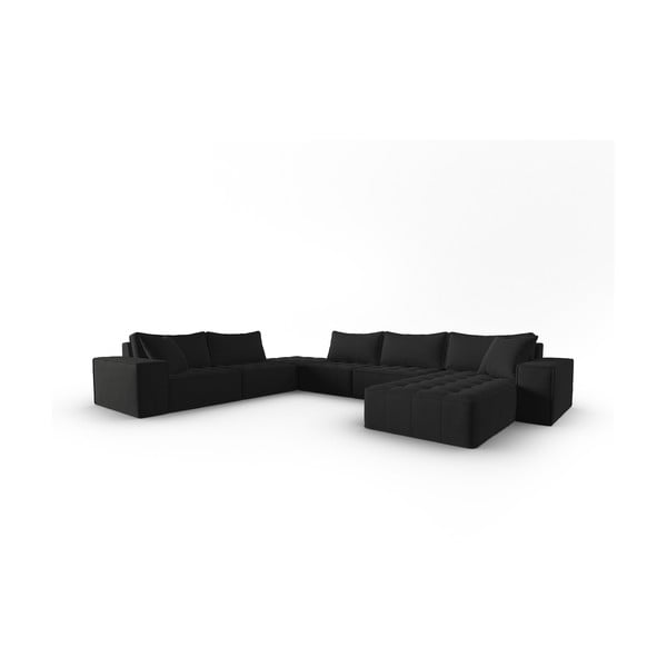 Črna kotna sedežna garnitura (levi kot/v obliki črke "U") Mike – Micadoni Home
