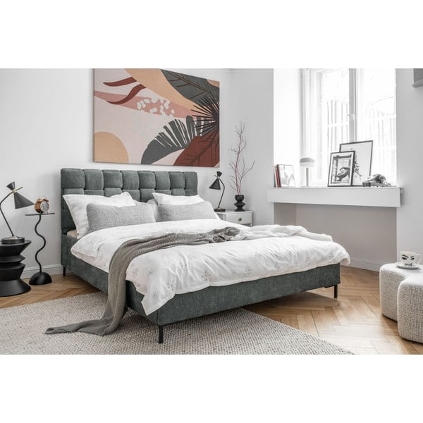 Svetlo zelena oblazinjena zakonska postelja z letvenim dnom 180x200 cm Eve – Miuform-image-3