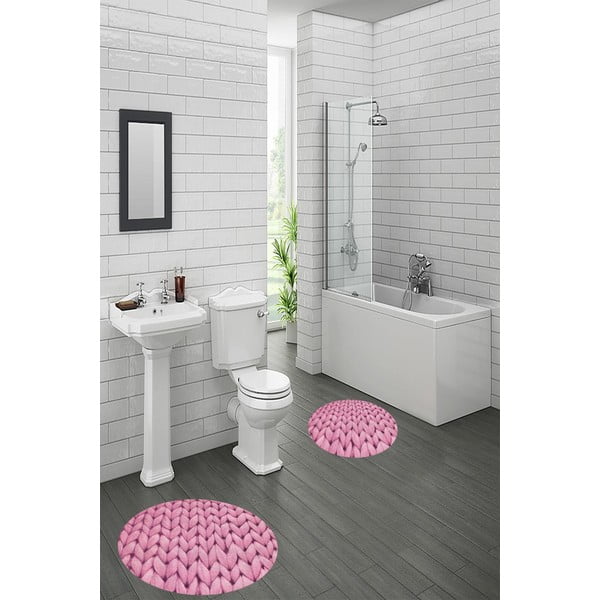 Rožnate kopalniške preproge v kompletu 2 ks ø 60 cm – Mila Home