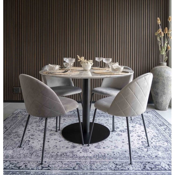 Okrogla jedilna miza z mizno ploščo v marmornem dekorju ø 110 cm Bolzano – House Nordic-image-1