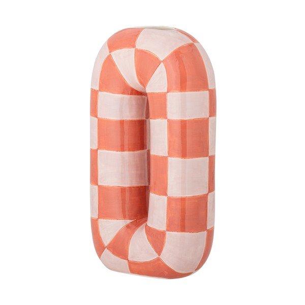 Rožnato-oranžna/kremno bela keramična ročno poslikana vaza (višina 32 cm) Mae – Bloomingville-image-3