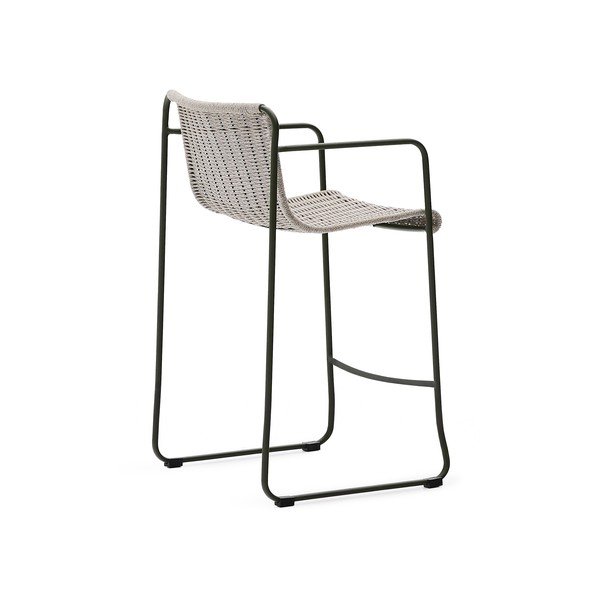 Prašno zelen kovinski vrtni barski stol Maurina – Kave Home-image-4