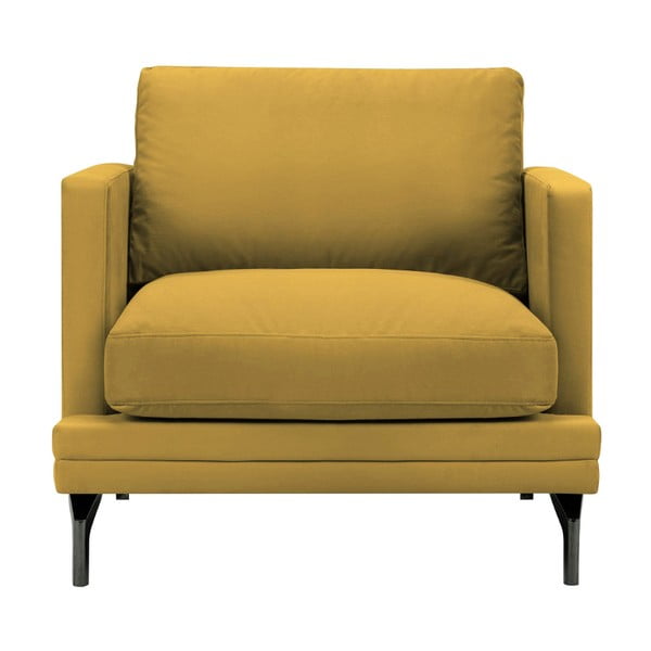 Rumeni fotelj z naslonom za noge v črni barvi Windsor & Co Sofas Jupiter