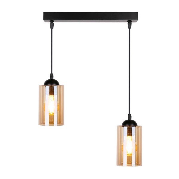 Črna viseča svetilka s steklenim senčnikom 10x34 cm Bistro - Candellux Lighting-image-3