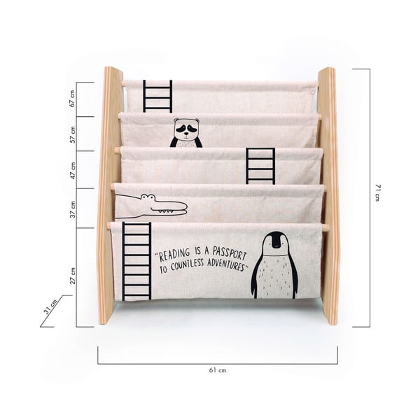 Otroška bež tekstilna omara 60x70 cm Animals - Folkifreckles-image-4