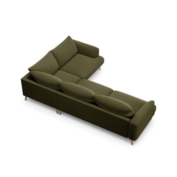 Zelena žametna kotna sedežna garnitura (desni kot/v obliki črke L) Naomi – Micadoni -image-3